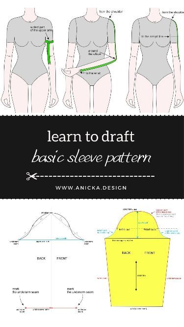 Follow my tutorial and draft a basic set-in sleeve block (sleeve sloper) based on your body and bodice measurements. Enter the measurements into the user-friendly calculator, which computes approximate fabric consumption for the sleeve and includes the measurements you have taken (and also measurements, that need to be calculated) in the detailed step-by-step pattern drafting tutorial. Basic Bodice Block Pattern Drafting, Diy Vest Pattern, Basic Sleeve Pattern, Pattern Drafting Bodice, Basic Bodice Pattern, Pattern Drafting Tutorials, Teaching Sewing, Bodice Pattern, Couture Sewing Techniques