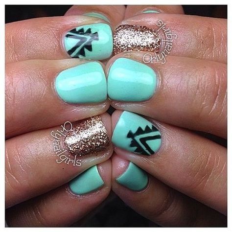 Aztec Nails, Western Nails, Turquoise Nails, Nagel Tips, Get Nails, I Love Nails, Cute Nail Designs, Makati, Fancy Nails