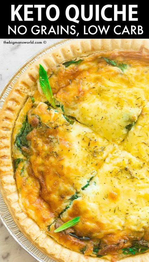 Shortbread Pastry, Egg And Spinach, Quiche Recipes Crustless, Low Carb Quiche, Keto Quiche, Keto Cinnamon Rolls, Low Carb Recipe, Best Low Carb Recipes, Quiche Recipe