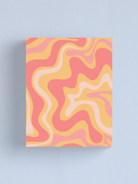 Cheap Painting Ideas, Retro Swirl Painting, Pink And Yellow Painting Ideas, Pink And Yellow Abstract Art, Canvas Art Easy Cute, Easy To Paint Patterns, Pink And Yellow Painting, Door Painting Ideas Bedroom Aesthetic Easy, Pattern Painting Ideas On Canvas