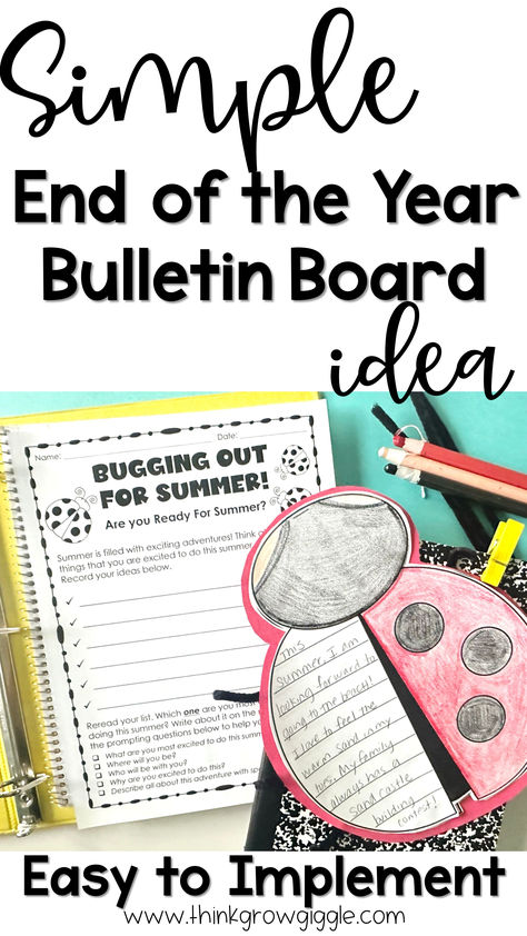 summer writing ladybug an end of the year bulletin board School Year Memories, Teaching Cursive, Teacher Must Haves, School Lesson Plans, Clever Classroom, Math Tasks, Math About Me, Bulletin Board Decor, Bulletin Board Display