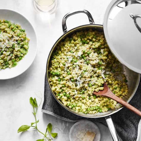 Pasta Queen's Creamy Pea Pasta Recipe | Williams Sonoma Peas And Cheese, The Pasta Queen, Pasta Queen, Creamy Peas, Pasta With Peas, Pasta Maker, Creamy Cheese, Cheese Pasta, Creamy Pasta