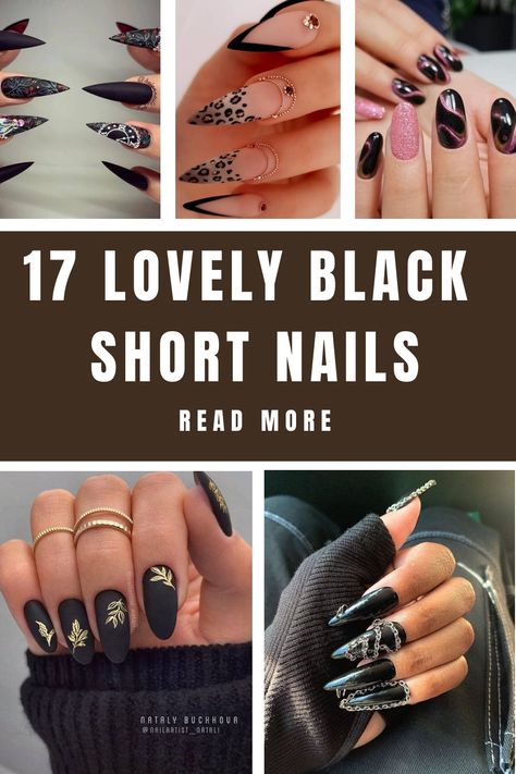 If you’re looking for a fresh way to style your nails or some fun new nail ideas, black nails are a great… Squoval Nails Design Black, Short Black Acrylic Nails Designs, Nails For Ladies, Ideas Black Nails, Simple Black Nails, Leopard Print Nails Tutorial, Black Short Nails, Teal Nail Art, New Nail Ideas