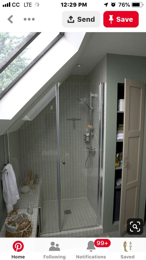 Attic Shower, Attic Bathroom Ideas, Small Attic Bathroom, Loft Bathroom, Small Attic, Attic Bathroom, Attic Bedrooms, Attic Renovation, Attic Remodel