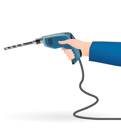 hand using a electric drill on a white background Vector Infographic, Background Background, Electric Drill, White Background, Electricity, Clip Art, White