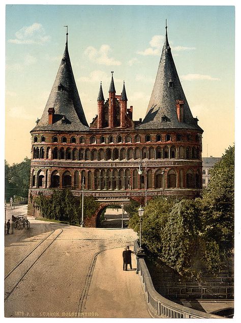 Please Don’t Take My Photochrome – BLDGBLOG Lubeck Germany, Buy Wall Art, Beautiful Castles, Central Europe, Old Building, Green Life, Historical Architecture, 14th Century, Beautiful Buildings