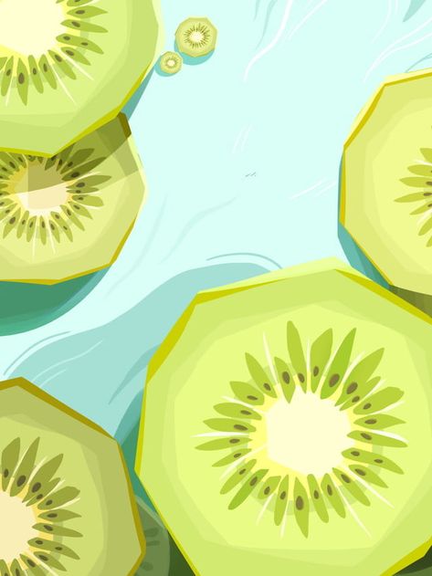 Simple Fruit Kiwi Illustration Background Kiwi Illustration Fruit, Kiwi Illustration, Ice Cream Plating, Background Fruit, Fruit Background, Orange Juice Drinks, Cream Plates, Cake Background, Colour Study