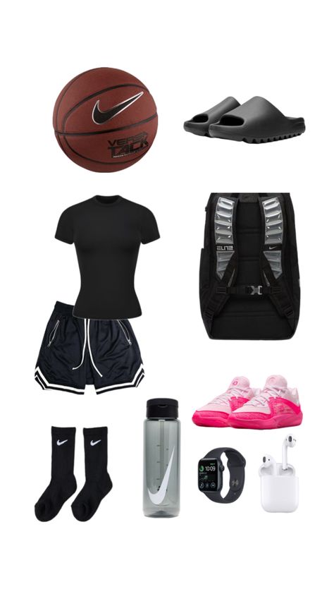 Basketball Tryouts Outfit, Basketball Packing List, What To Put In Your Basketball Bag, Outfit Ideas For Basketball Game, Cute Basketball Outfits, Basketball Practice Outfit, Basketball Game Fits, Basketball Checklist, Volleyball Fits