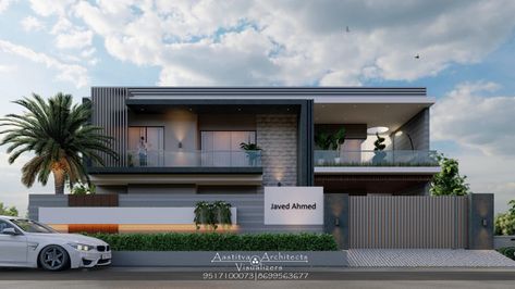 Ultra Luxury Homes, Ultra Modern Homes Exterior, Elivesan Home Design, Banglow Design Modern Houses, Modern Contemporary Homes Exterior, Modern Elevation Designs For House, Modern Home Facade, Boundary Wall Design Exterior Modern, Modern House Design Exterior Luxury