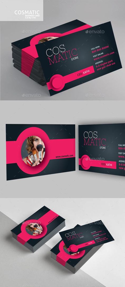 Cosmetic Business Card - Envato #BusinessCard #businesscards #PrintTemplate #BusinessCardDesign #PrintTemplates #template #graphicdesign #design #EnvatoMarket #graphics #BestDesignResources Parlour Card Design, Beautiful Visiting Card Design, Business Card Design Cosmetic, Beauty Parlour Business Card, Cosmetics Business Card, Weird Business Cards, Vespa Vector, Mary Kay Business Cards, Makeup Artist Business Cards Design