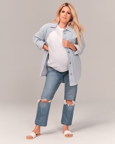 Women's Jeans & Denim | Abercrombie & Fitch Teacher Wardrobe Capsule, Target Jeans, Love Body, Navy Striped Shirt, Cropped Flare Pants, Winter Capsule Wardrobe, Spring Capsule Wardrobe, Women's Bottoms, Womens Maternity