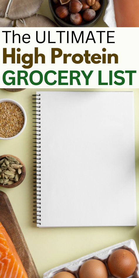 Here is the ultimate high-protein grocery list for stocking your pantry with high-protein essentials to keep you satisfied and on track to meet your goals.  This list includes many low-carb options that you can find at large grocers like Walmart, Kroger or Aldi that can help you stay on budget. High Protein Grocery Items, Grocery List High Protein Low Carb, Ultimate Grocery List For Two, Inexpensive Protein Sources, High Protein Low Carb Grocery List, Trader Joe’s High Protein Grocery List, Healthy Grocery List On A Budget, High Protein Shopping List, Protein Shopping List