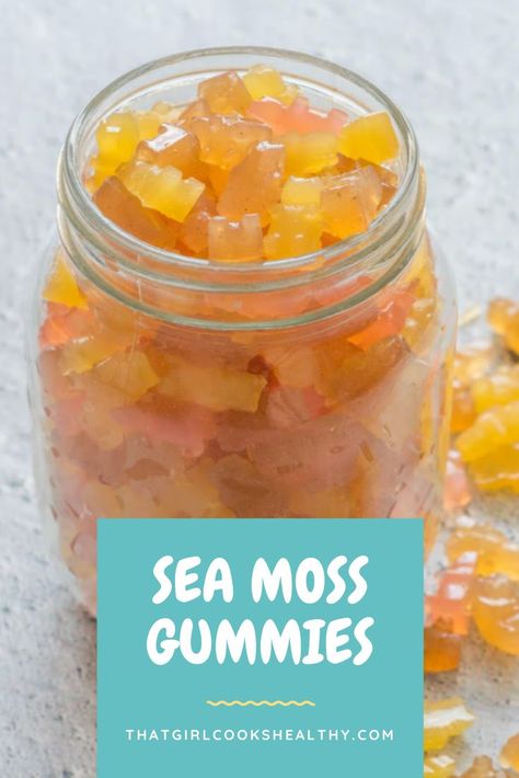 Sea moss gummy bears piled into a jar with a grey background. Sea Moss Gummies Recipe, Seamoss Gummies, Sea Moss Gummies, Healthy Gummies, Homemade Gummies, Gummy Sweets, Homemade Skincare, Gummies Recipe, Sea Moss Gel