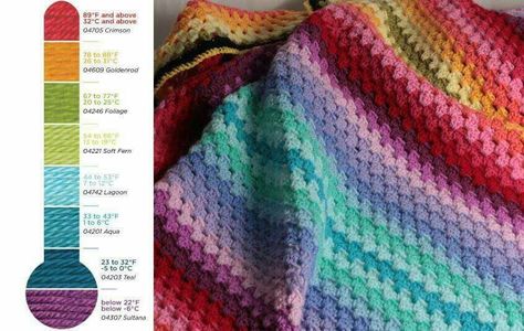 365 days/lines based on weather each day. Temperature Afghan, Uncinetto Zig Zag, Temp Blanket, Crochet Temperature Blanket, Motifs Afghans, Diy Tricot, Bernat Yarn, Diy Sy, Temperature Blanket