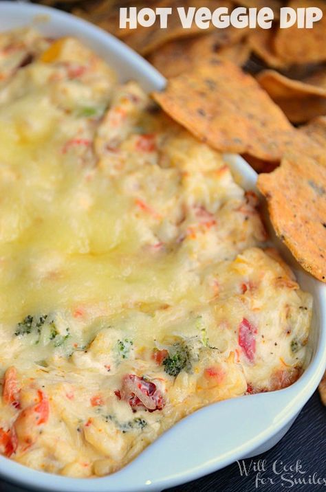 Hot Vegetable Dip, looks so good! via Will Cook for Smiles #tailgating Will Cook For Smiles, Vegetable Dip, Veggie Chips, Veggie Dip, Dips And Spreads, Dips Appetizers, Appetizers And Dips, Cheese Balls, Snacks Für Party