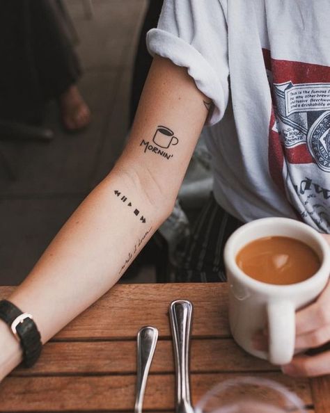 Bow Tattoo Designs, Coffee Tattoos, Shape Tattoo, Music Tattoo Designs, Music Tattoo, Music Tattoos, Small Tattoo Designs, Little Tattoos, Mini Tattoos