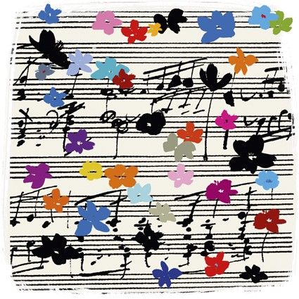 'Musical Flowers' by Jenny Frean (C191) Music Notes Wall Art, Patterns Drawing, Toddlers Activities, Art Description, Paint Night, Dance Art, Bathroom Art, Big Canvas Art, Custom Artwork