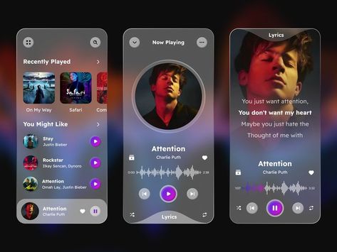 We are pleased to present our most current mobile app UI design based on the Music App. Please let us know what you think. Music Player Website, Good Music Apps, App Design Ui, Mobile App Inspiration, Music App Design, Music Player Design, Mobile App Ui Design, Music Player App, App Development Process