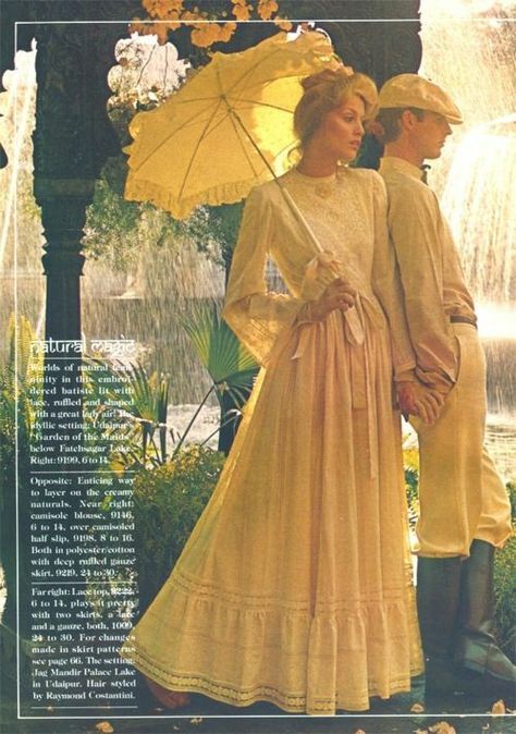 1970s Romance, Gonzales Texas, Edwardian Aesthetic, Rowley Jefferson, Prairie Dresses, Vintage Prairie Dress, Jerry Hall, Fashion Decades, 60s 70s Fashion