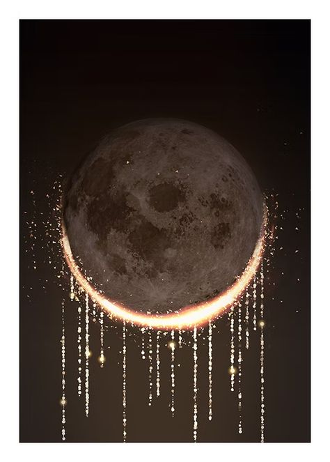 Lunar Eclipse Poster - Black lunar eclipse - desenio.com Eclipse Poster, Eclipse Tattoo, Desenio Posters, Eclipses Art, Eclipse Lunar, Collage Mural, Vintage Robots, Ohara Koson, Gold Poster