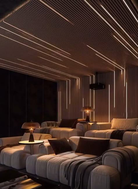 Modern Theater Room, Indoor Theater, French House Interior, Luxury Home Cinema, Luxury Home Cinema Room, Home Theater Room Design, Theater Room Design, Theater Design, Home Cinema Room