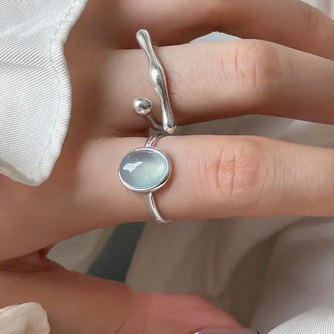 925 Sterling Silver Blue Stone Ring Drop | Silver Ring Blue Stone Women - 925 - Aliexpress Blue Stone Rings, Stone Rings For Women, Ring Settings Types, Blue Stone Ring, Ring Pendant Necklace, Color Ring, Fine Jewelry Gift, Rings For Women, Blue Rings