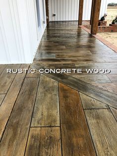 Stained Concrete Wood Look, Wood Stained Concrete Patio, Wood On Concrete Porch, Concrete Wood Floor Stamped, Stained Concrete Floors Wood Look, Stamped And Stained Concrete, Wood Stamped Concrete Porch, Stamped Concrete Porch Farmhouse, How To Stain Concrete To Look Like Wood