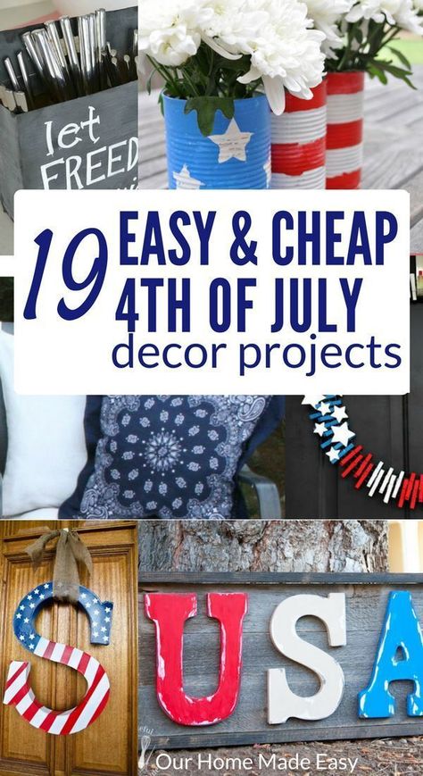 Patriotic Crafts Diy Simple, 4th Of July Diy Decorations, Dollar Tree 4th Of July Crafts, 4 Th Of July Crafts, Diy July 4th Decorations, Elder Crafts, Diy Fourth Of July Decorations, Diy 4th Of July Decorations, Diy Patriotic Decor