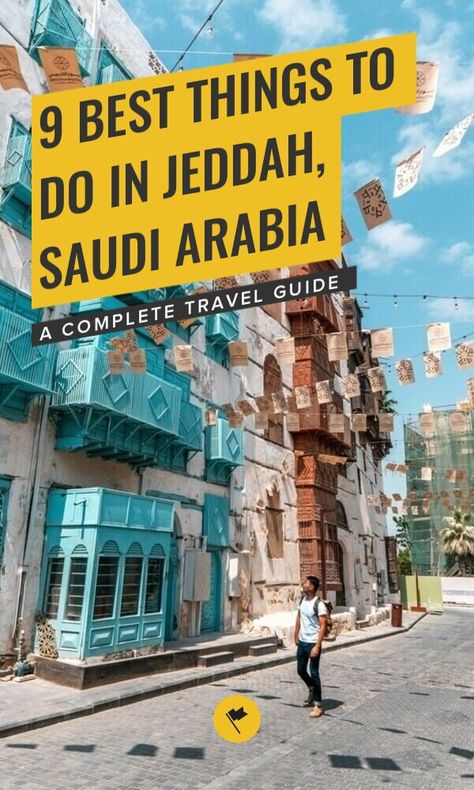 9 Impressive Things to Do in Jeddah, Saudi Arabia for First-Timers - A Complete Travel Guide - The Best Things to Do in Jeddah: Exploring Old Jeddah, visiting the City Museum, see the tallest fountain in the world, and so much more. #travel #destinations #saudiarabia #middleeast #asia Old Jeddah, Middle East Travel, Medina Saudi Arabia, Travel To Saudi Arabia, Jeddah Saudi Arabia, City Museum, Booking Hotel, Jeddah, Digital Nomad