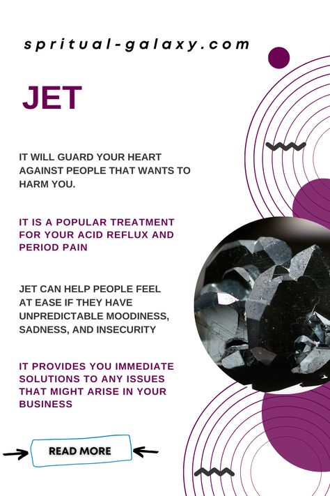 Jet Meaning: Healing Properties, Benefits & Uses Jet Crystal, Auric Field, Crystals Healing Properties, Guard Your Heart, Period Pain, Crystal Meanings, Gems And Minerals, Healing Crystals, Healing Properties