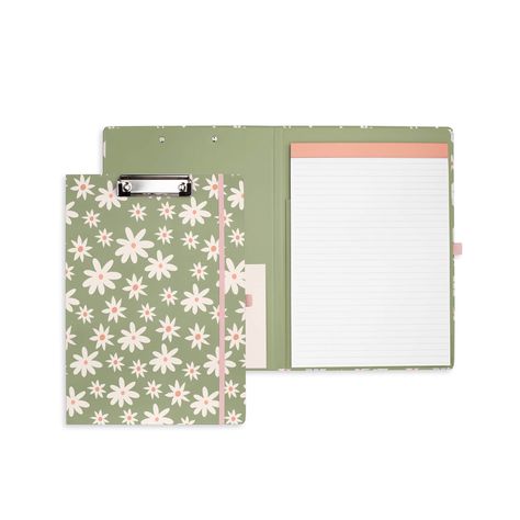 "Find the Steel Mill & Co.® Daisy Floral Green Clipboard Folio at Michaels. com. This clipboard folio features a sturdy hard cover that doubles as a handy clipboard and keeps all your papers in place. Inside, you'll find a (removable) lined notepad, pocket and pen loop to ensure you're prepared for every task. This clipboard folio features a sturdy hard cover that doubles as a handy clipboard and keeps all your papers in place. Inside, you'll find a (removable) lined notepad, pocket and pen loop Clipboard Folio, Steel Mill, Talking Points, Writing Pad, Words To Describe, Clipboard, Green Design, Office Accessories, Note Pad