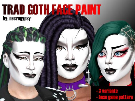 Corpse Paint Sims 4 Cc, Sims 4 Goth Face Paint, Sims 4 Cc White Face Paint, Sims 4 Juggalo Cc, Sims Cc Goth Makeup, Sims 4 Cc Corpse Paint, Sims 4 Corpse Paint, Sims 4 White Face Paint, Trad Goth Cc Sims 4