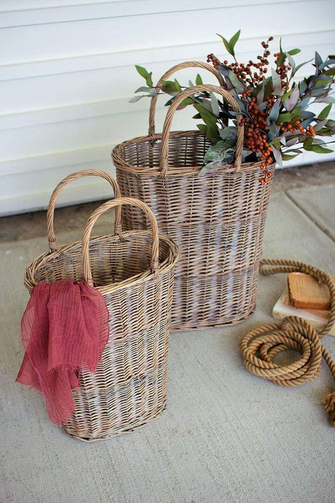 PRICES MAY VARY. Find basket that are more than just storage space add a unique flair to any space in your home. This basket makes it easier to find what you need and keeps the room looking neat and well arranged.FeaturesMaterial: Wicker Product Size: 16"L x 9"W x 27"H Made In China All our products are hand-made. The hand-made quality and craftiness of our products is what sets our company apart. Color and size variations often occur and are not considered flaws. Hand-molded clay, hand-painted Living Room With Baskets, Baskets In Front Of Fireplace, Baskets For Console Table, Basket Filler Ideas Decorative, Wicker Basket Decor Ideas, Spring Entryway Decor, Cottage Accessories, Painted Fox Home, Hanging Basket Wall