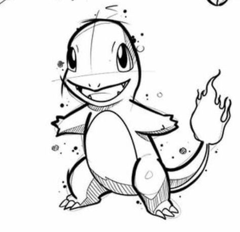 Pokemon Tattoo Charmander, Pokemon Line Tattoo, Charmander Tattoo Ideas, Charmander Sketch, Pokemon Tattoo Black And White, Pokemon Line Art, Pokemon Flash Tattoo, Pokemon Drawings Sketches, Tattoos Pokemon