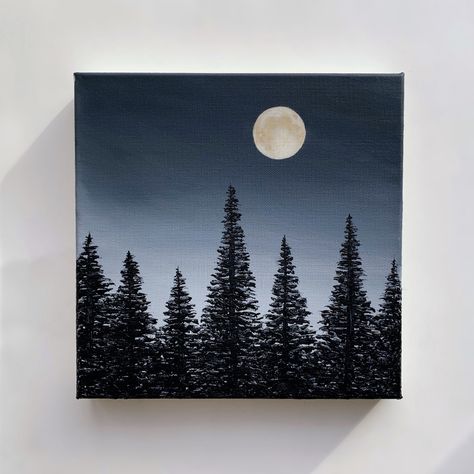 Cool Things To Paint On A Black Canvas, 10 By 10 Canvas Ideas Paintings, Canvas 10×10, 10x10 Painting Ideas, Mini Nature Paintings, 10x10 Canvas Painting, Acrylic Painting Canvas Nature, Simple Acrylic Paintings Sunset, Acrylic Painting Ideas On Canvas Abstract Art Inspiration