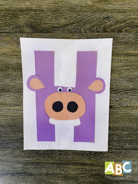 Preschool Letter H Crafts, Letter H Arts And Crafts For Preschool, Letter H Preschool Crafts, Letter H Craft For Toddlers, H Art For Preschool, H Projects For Preschool, Letter Hh Craft, Letter H Activities For Toddlers, H Is For Hippo Craft Preschool