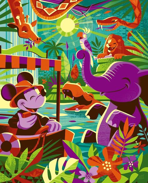 Jeff Granito on Instagram: ““Welcome to the Jungle” is the second of my 2 new, very limited edition, pieces for the Upcoming D23 expo. I will be on hand both Saturday…” Disney Jungle Cruise, Jeff Granito, Jungle Cruise, Retro Disney, Disney Posters, Mickey Mouse Wallpaper, Wallpaper Iphone Disney, Old Disney, Conversion Rate