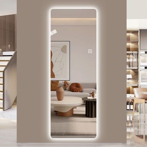 Orren Ellis Autavia Lighted Frameless Full Length Mirror - Wayfair Canada Full Body Mirror Bedroom, Full Body Mirrors, Full Length Mirror With Lights, Body Mirrors, Diy Staircase, Full Mirror, Good View, Wood Patio Furniture, Full Body Mirror