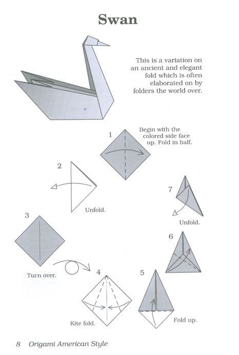 The Traditional Origami Swan Flat Origami, Origami Bird Easy, Origami Kutu, Paper Swan, Origami Swan, Kraf Kertas, Origami Diagrams, Origami Bookmark, Kids Origami