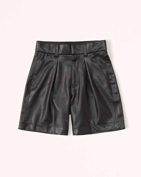 Women's 6 Inch Vegan Leather Tailored Shorts | Women's Bottoms | Abercrombie.com Fall Wishlist, Suede Shorts, White Distressed Jeans, Mom Denim, Ripped Jean Shorts, High Rise Denim Jeans, Abercrombie And Fitch Shorts, Black Jean Shorts, Women's Bottoms