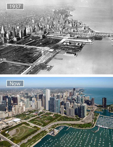 how-famous-city-changed-timelapse-evolution-before-after-19-577a191793ed9__880jpg Then And Now Pictures, Chicago Pictures, Then And Now Photos, Famous Cities, Things Change, Chicago History, Chicago Photos, My Kind Of Town, International Business