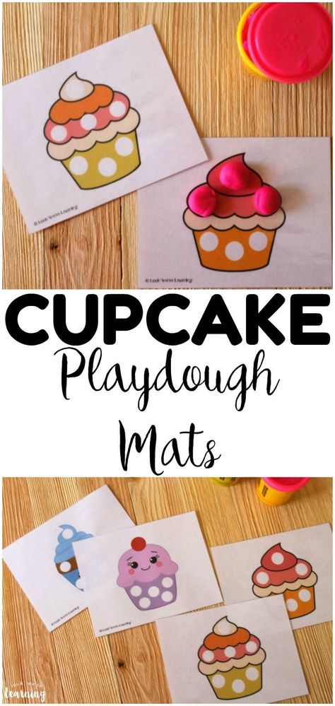 Working on fine motor skills with your little ones? These printable cupcake playdough mats are a perfect play based learning fine motor skill builder for young children! #lookwelearn #preschoolactivities #prek #finemotor #finemotoractivities #playdough #playdoughmats Cupcake Playdough, Preschool Playdough Mats, Preschool Playdough, Diy Playdough, Playdough Activities, Playdough Mats, Easy Arts And Crafts, Play Based Learning, Fine Motor Activities