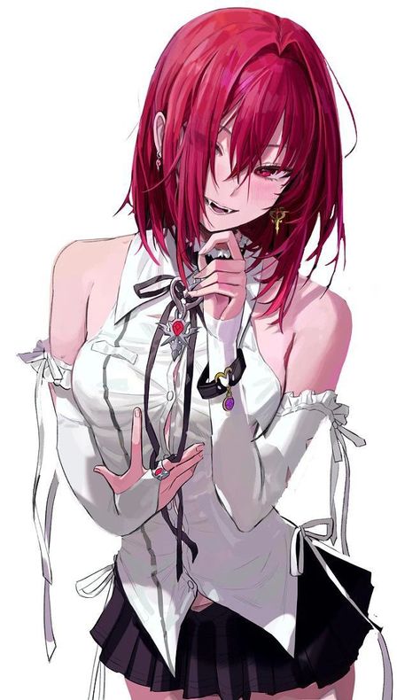 Girl With Red Hair, 심플한 그림, Persona Anime, Female Vampire, Vampire Girls, Japon Illustration, 캐릭터 드로잉, 영감을 주는 캐릭터, Female Character Design