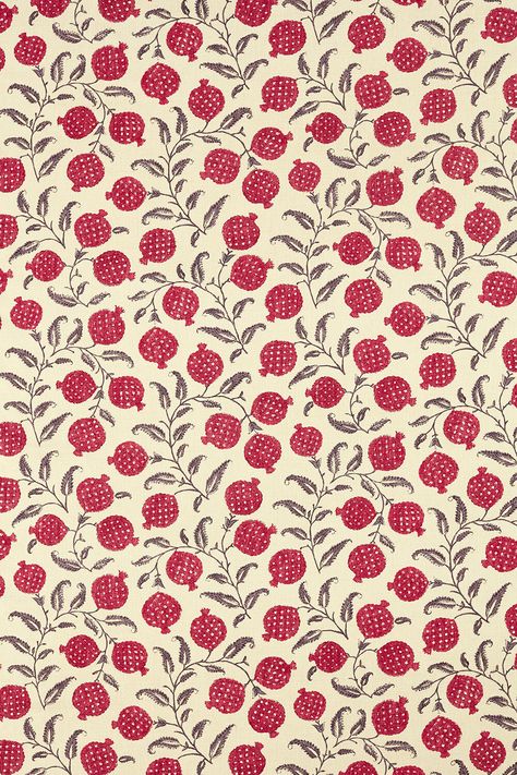 A symbol of life and meaning Pomegranate in Hindi, these stylised fruits and leaves display an organic, block printed look. This lovely, embroidered all-over design is suitable for both drapes and upholstery. It has a straight pattern match and is 20000 Martindale. Dollhouse Rugs, Block Print Wallpaper, Dollhouse Rug, Symbol Of Life, Deco Chic, Wallpaper Uk, Indian Patterns, Initial Prints, Indian Block Print