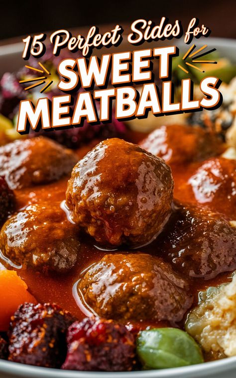 15 Mouthwatering Side Dishes to Serve With Sweet Meatballs 🍴🤤 #sweetmeatballs #sidedishes #yum Sides With Meatballs, Bbq Meatballs Side Dishes, Bbq Meatball Sides, Meatball Side Dishes, Balsamic Meatballs, Hoisin Meatballs, Sweet Meatballs, Meatball Dishes, Grape Jelly Meatballs