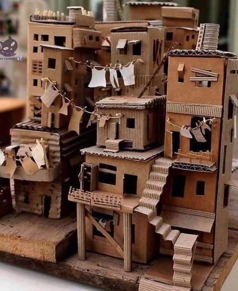 Building Crafts, Cardboard Houses, Kraf Kertas, Cardboard Model, Homemade Tables, Cardboard Sculpture, Seni Dan Kraf, Classroom Furniture, Diy Classroom