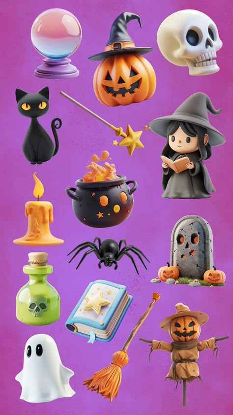 Editable Cute 3D halloween design element set | premium image by rawpixel.com / nun Canva 3d Elements, Blender 3d Inspiration, Halloween Illustration Art, Pumpkin 3d, Ux Design Principles, Halloween Social, Chocolate Sculptures, Witch Room, 3d Elements