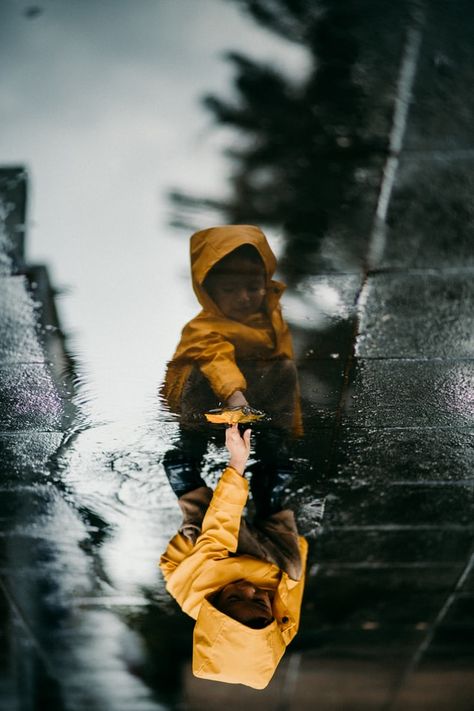 Songs To Listen To When, Rainy Photoshoot, Rainy Day Pictures, Lofi Songs, Rainy Day Photos, Rainy Day Photography, Toddler Photography, Yellow Raincoat, Walking In The Rain