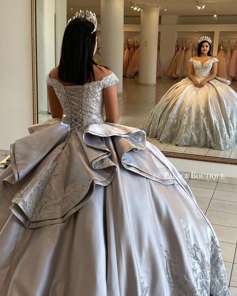 Silver Dress Quinceanera, Silver Xv Dresses, White And Silver Quinceanera Dresses, Silver Quince Dress, Grey Quince Dresses, Silver Quince Dresses, Silver Quinceanera Dresses, Grey Quinceanera Dresses, Silver Quince