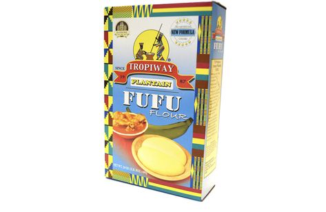 Tropiway’s Fufu Flour has been a standard in my house for as long as I can remember. Made with a blend of plantain flour, potato starch, and cassava flour, Tropiway’s flour is even tinted with a hint of saffron and turmeric to mimic that familiar yellow hue that would otherwise come from fresh plantains. All you need is water and a few minutes on the stove or microwave to create fufu. Created by Edward Ofori, a Ghanaian food researcher, ... there are now counterfeit warnings on the brand’s site. Plantain Flour, Ghanaian Food, Scotch Bonnet Pepper, Jollof Rice, Potato Starch, Cassava Flour, Scotch Bonnet, Red Sauce, Top Chef